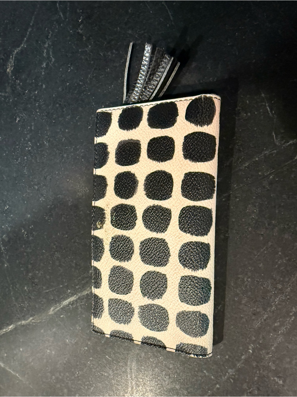 Kate Spade Spotted Black & Cream Tassel Wallet